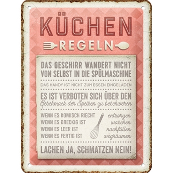Küchen-Regeln Blechschild 15 x 20cm