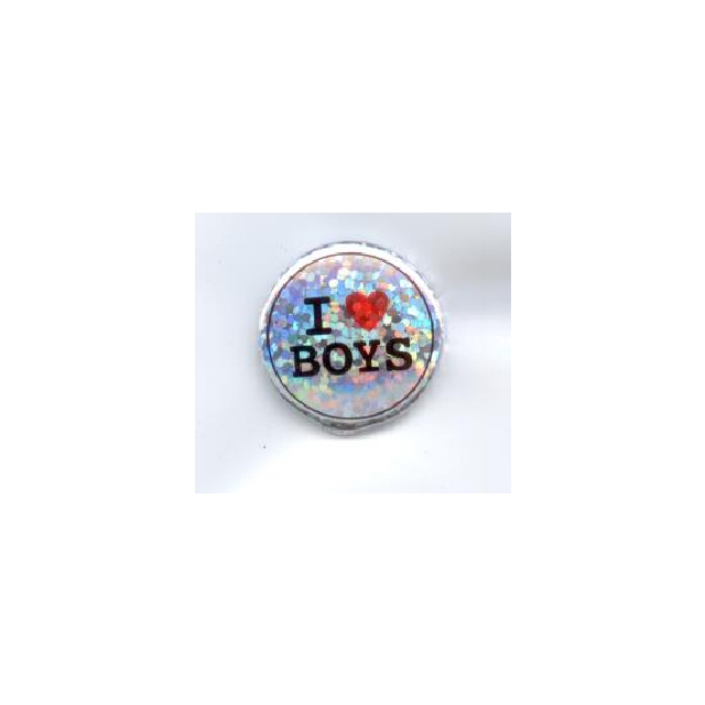 Button I Love Boys Glitter