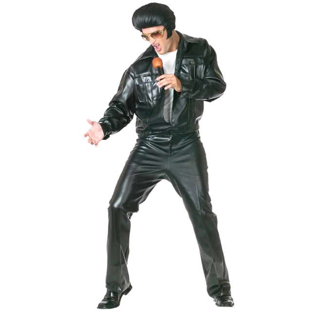 Elvis Black Leather Suit Costume