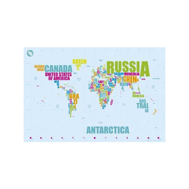 Landkarten World Map in Words Poster