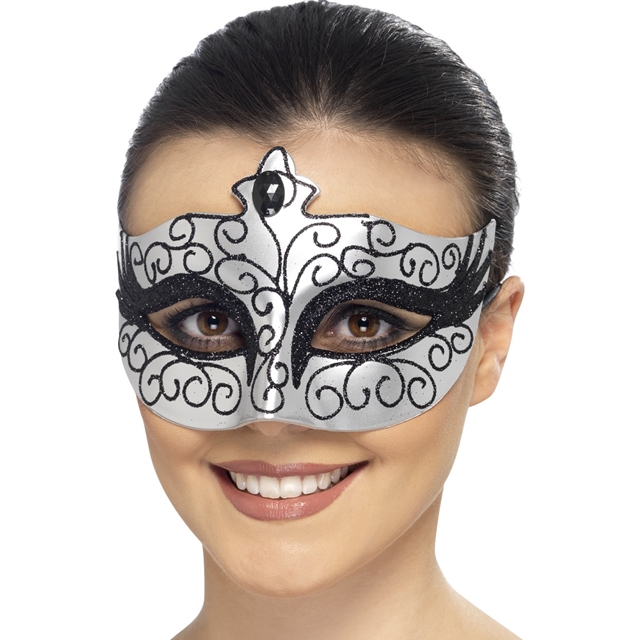 Gothic-Schwan silber Augenmaske