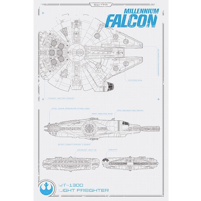 Star Wars VII - Millenium Falcon Plans Poster
