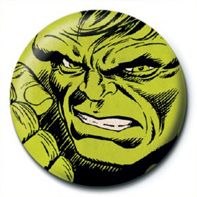 Button Marvel Retro Hulk Face