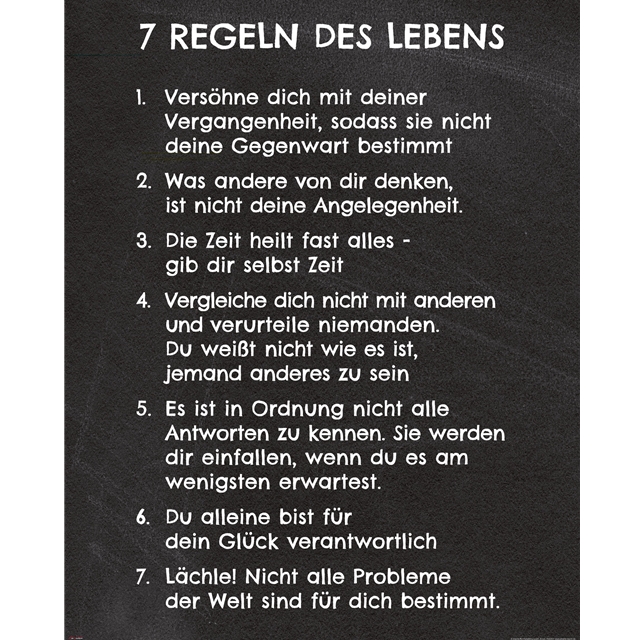 7 Regeln des Lebens Mini-Poster