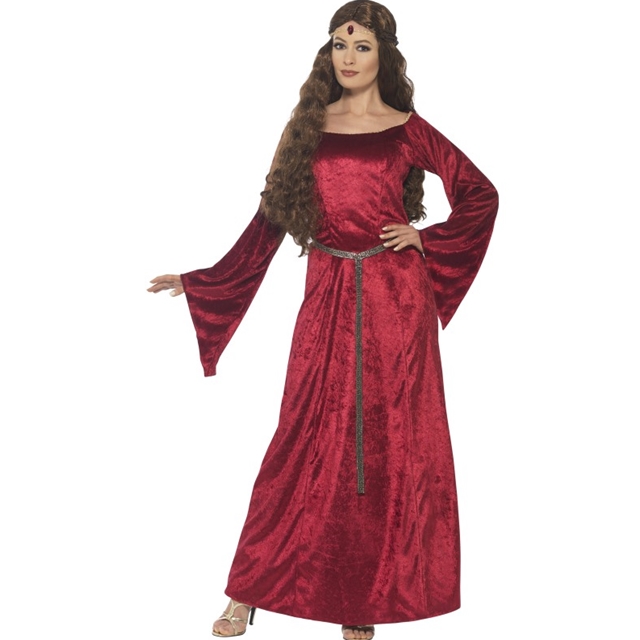 Mittelalterliche Magd rot Kostüm