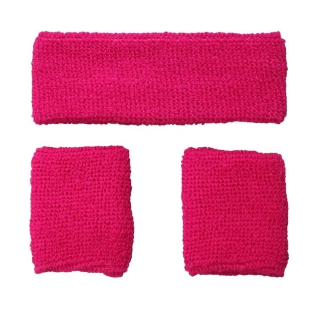 80s Schweissbänder Set pink