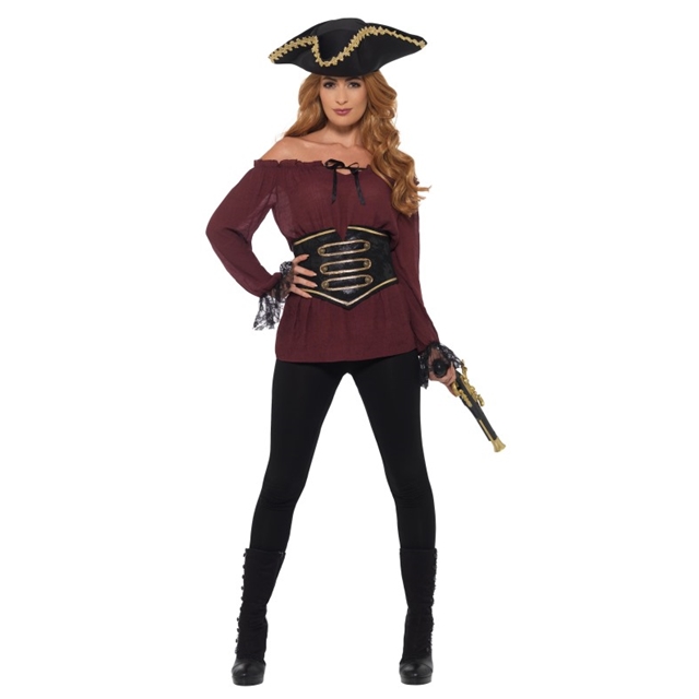 Deluxe Piraten Bluse burgund Kostüm