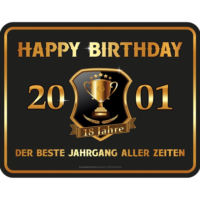 Happy Birthday 2001 Blechschild