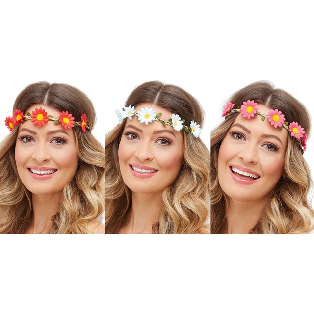 Hippie/Hawaii Blumen Haarband 3er Set