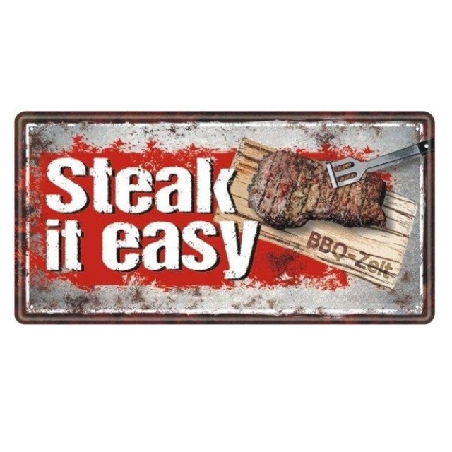 Grill Metallschild Steak it easy