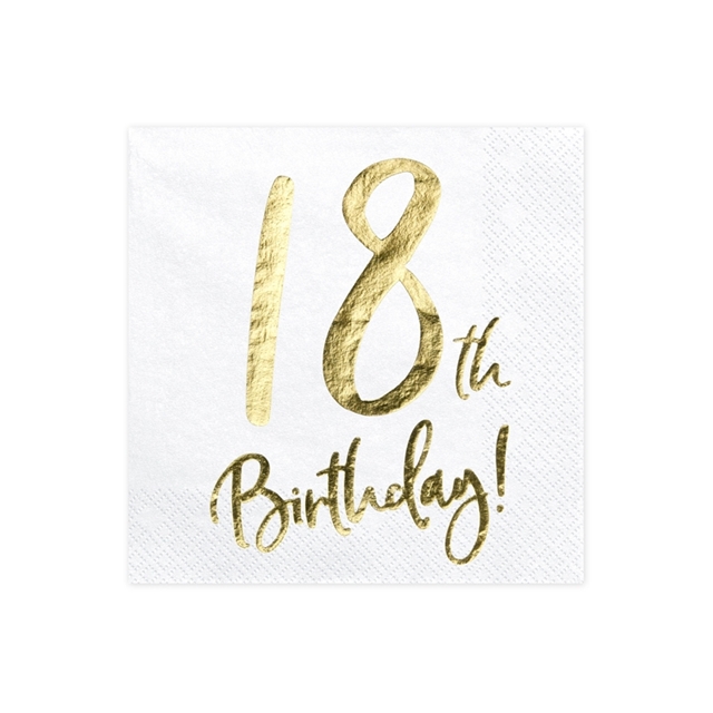 Happy Birthday 18th weiss/gold Servietten