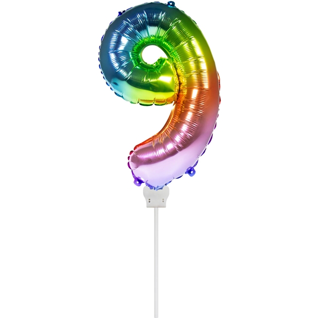 Mini-Ballon Nummer 9 Regenbogen 36cm