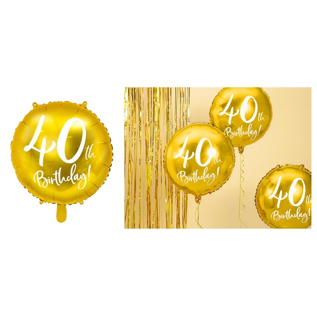 Folienballon 40th Birthday gold