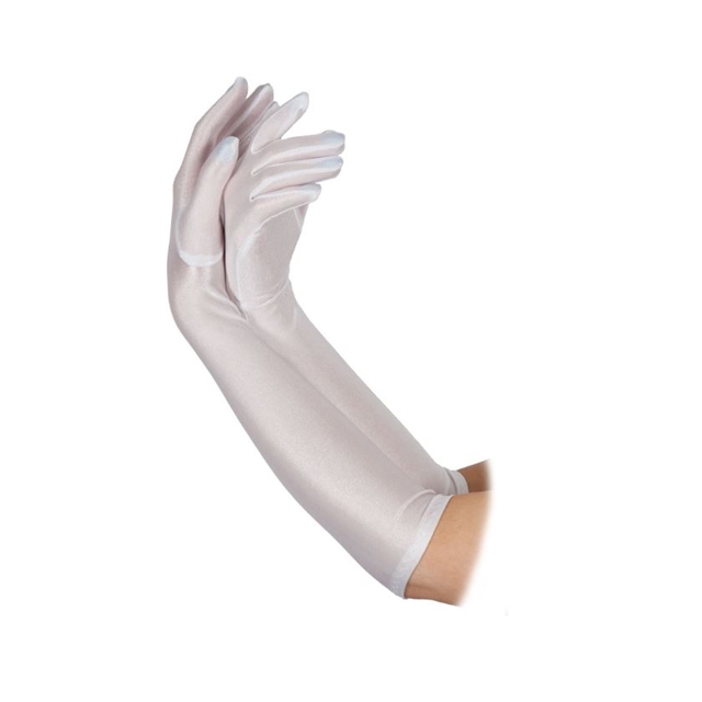 Handschuhe weiss lang aus Satin (43 cm)