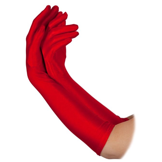 Handschuhe rot  lang aus Satin (43 cm)