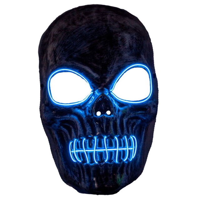 LED Skelett-Maske blau