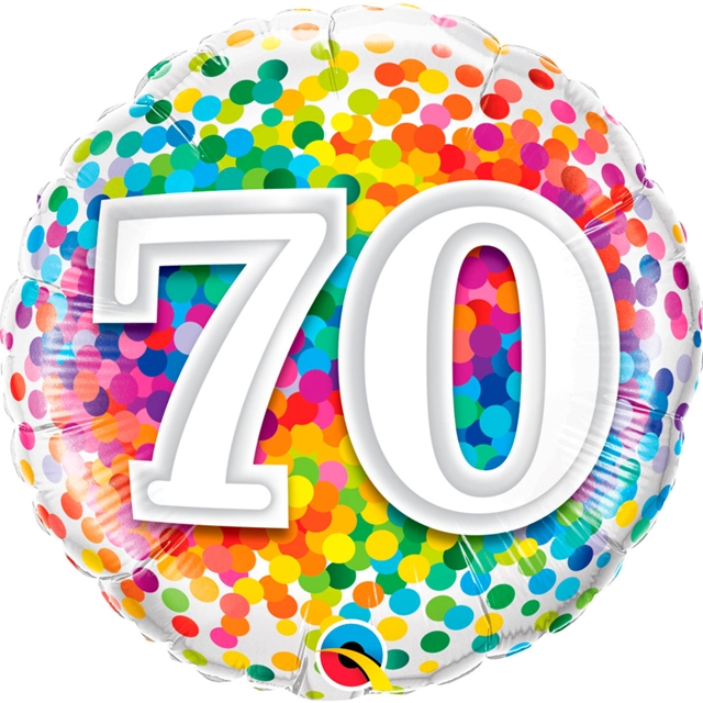 70  Jahre Regenbogen-Konfetti-Ballon