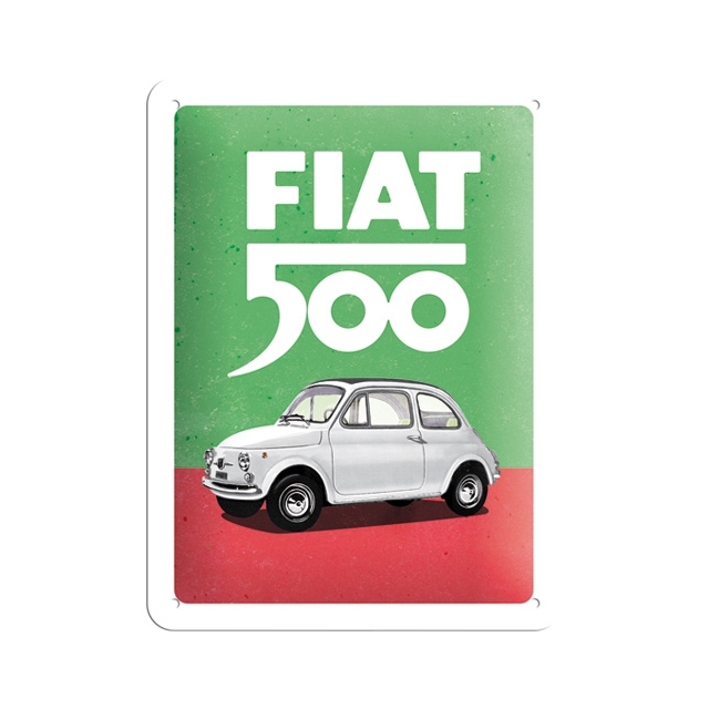 Fiat 500 - Italian Colours Blechschild 15 x 20cm