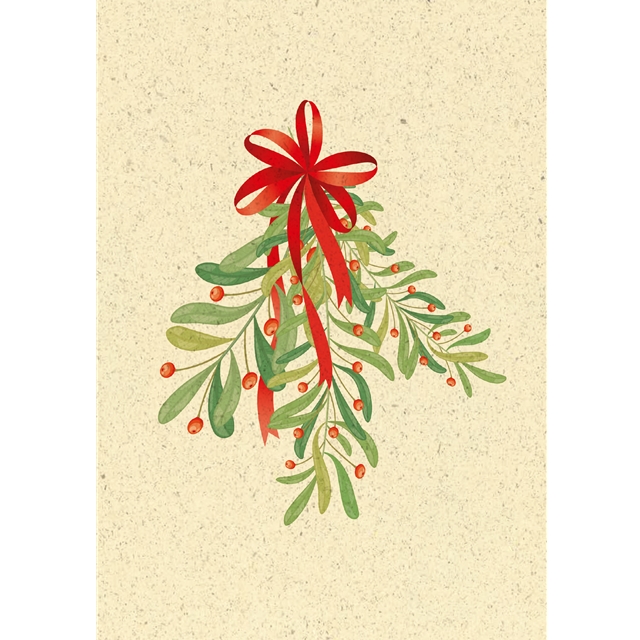Weihnachten Mistelzweig Graspapier-Doppelkarte