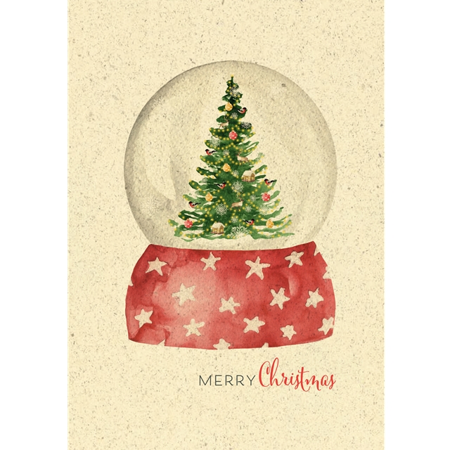 Weihnachten Schneekugel Graspapier-Doppelkarte