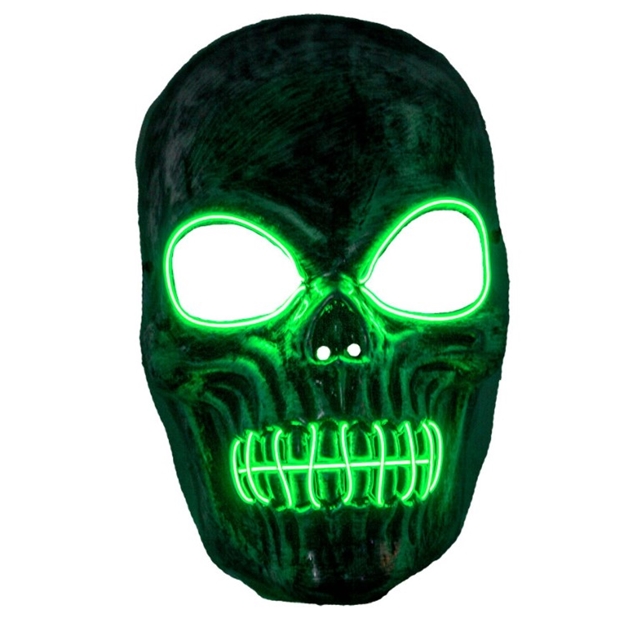 LED Skelett-Maske grün