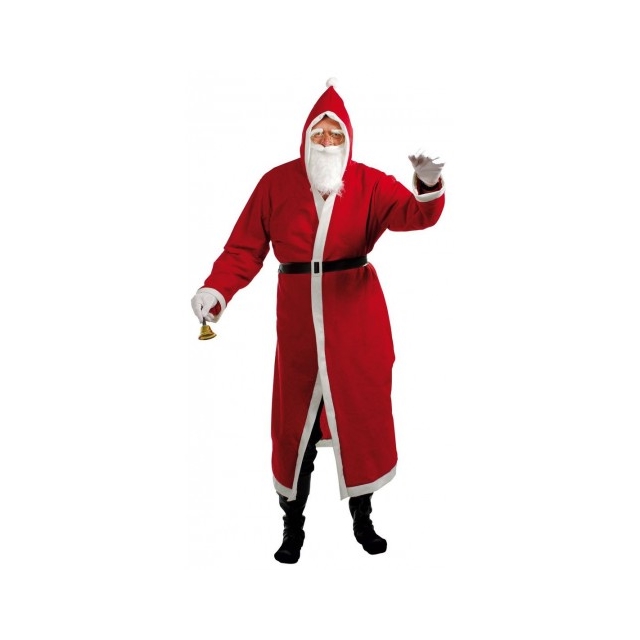 Mantel Weihnachtsmann mit Kapuze, Gürtel, Bart