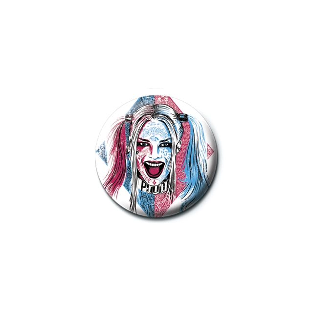 Suicide Squad Harley Quinn Tattoo Button 25 mm
