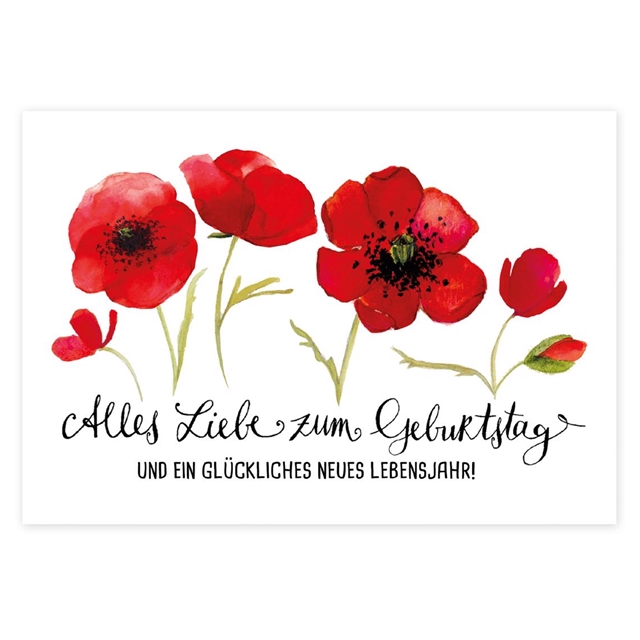 Alles Liebe zum Geburtstag - Mohnblüte Postkarte