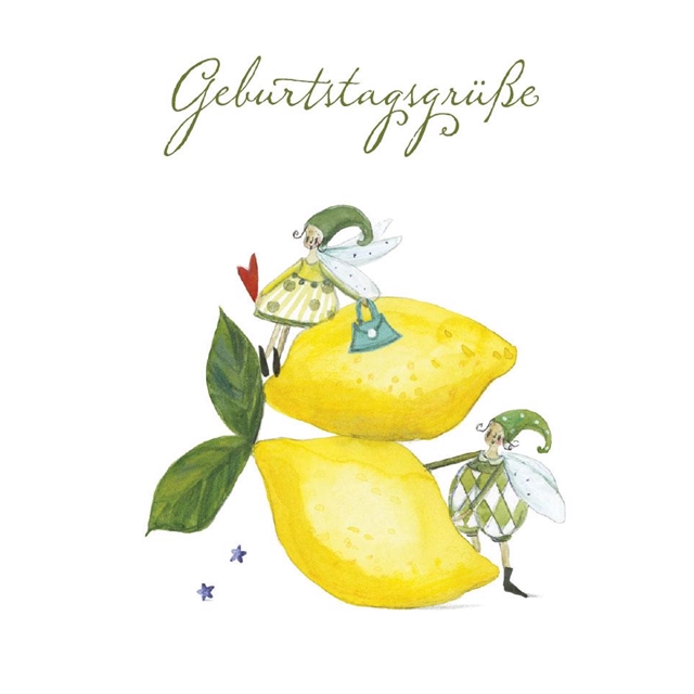 Geburtstagsgrüsse - Zitronen Geschenkkärtchen