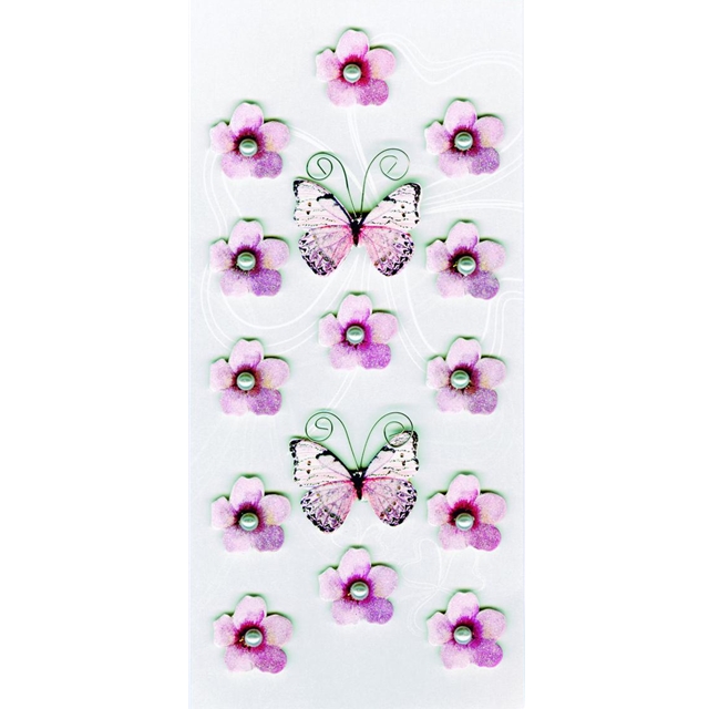 Blüten und Schmetterlinge rosa Sticker