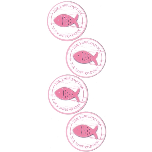 Fischbutton Konfirmation rosa Sticker