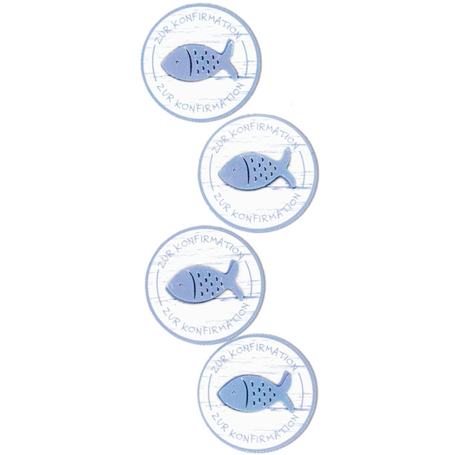 Fischbutton Konfirmation blau Sticker