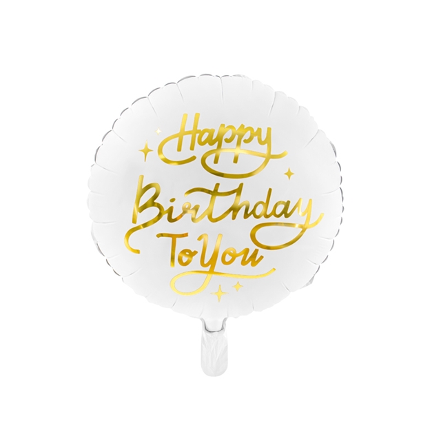 Folienballon Happy Birthday To You weiss/gold