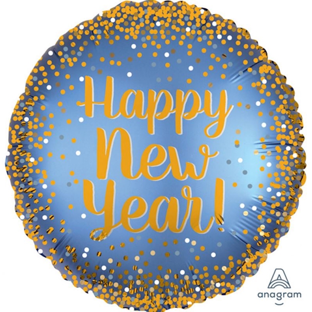Happy New Year blau/gold Silberfolienballon