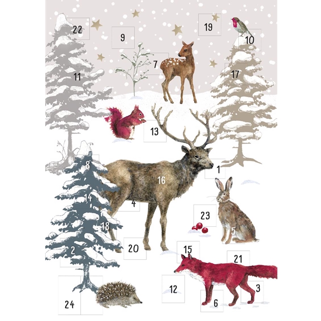 Adventskalender-Doppelkarte Weihnachtswald
