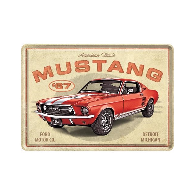 Ford Mustang - GT 1967 Red  Blechkarte