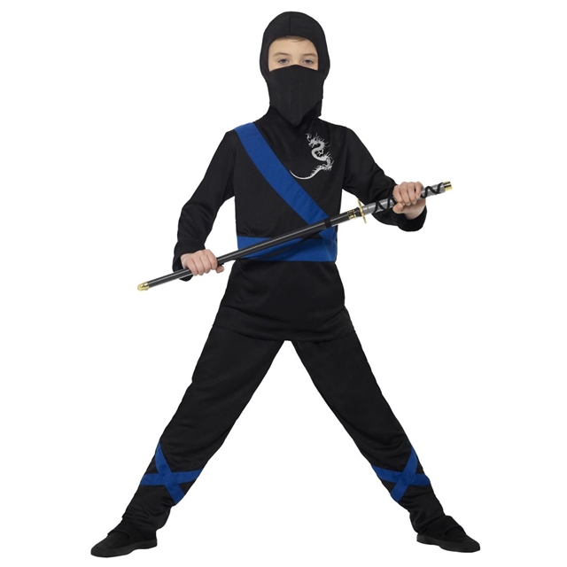 Ninja Assassin Kostüm schwarz/blau
