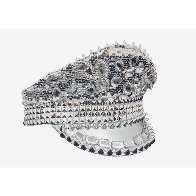 80s Silver Captain Glam Hat