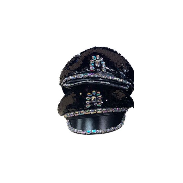 80s Black Captain Glam Hat