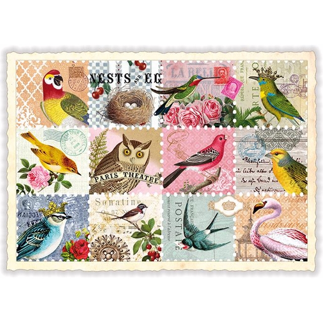 Briefmarken Vögel Postkarte