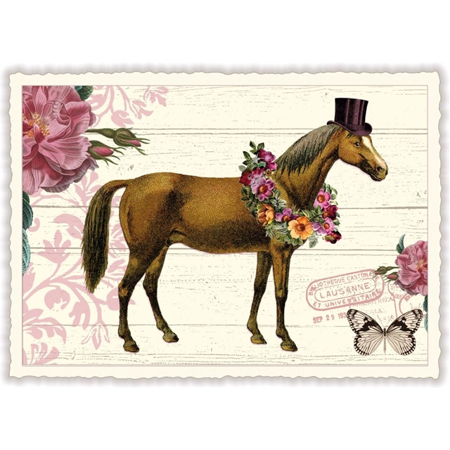 Pferd mit Zylinder Postkarte