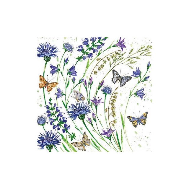 Blumenwiese mit blauen Blüten Postkarte
