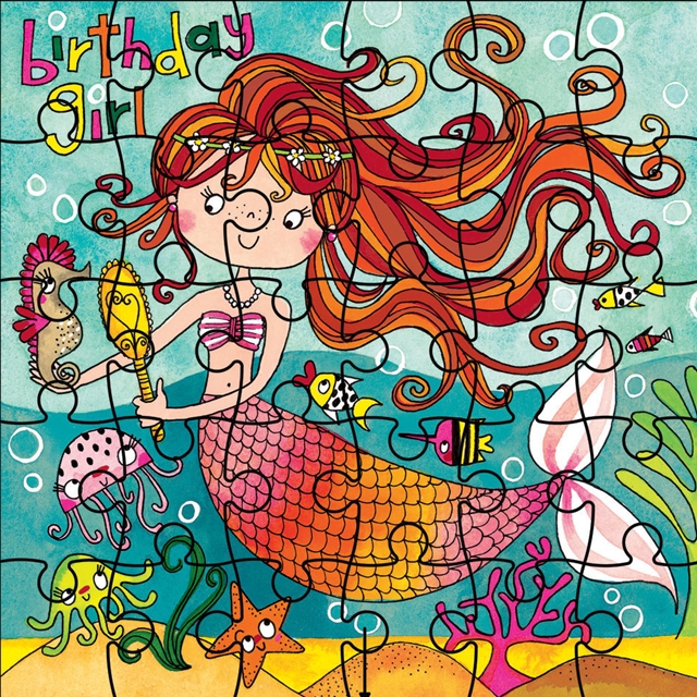 Puzzlekarte - Birthday Girl/ Mermaid