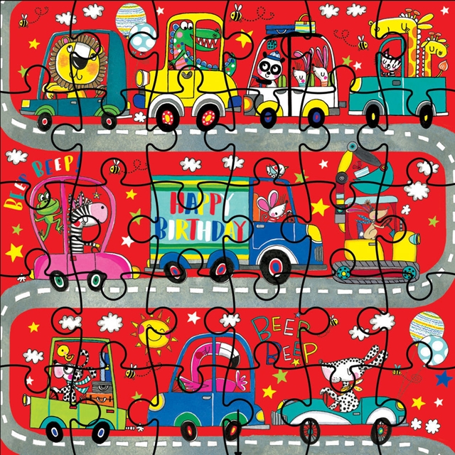 Puzzlekarte - Happy Bdy/ Beep Beep/ Cars