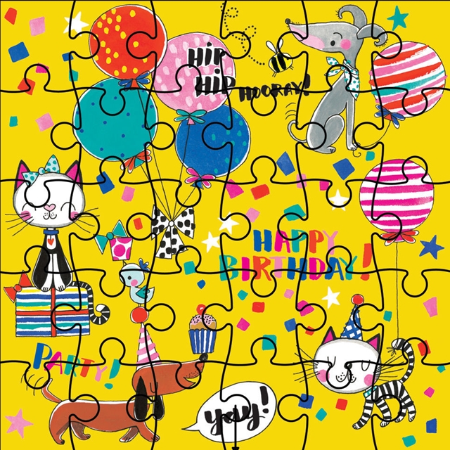 Puzzlekarte - Happy Bdy/ Cats & Dogs