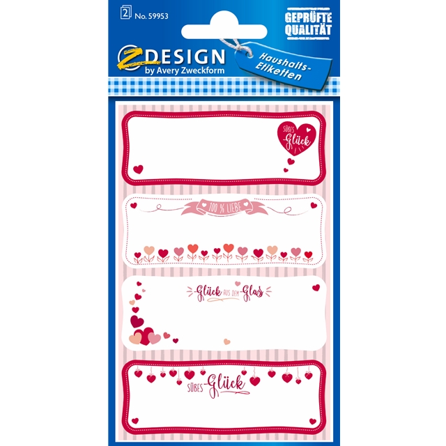 Süsses Glück, Herzen - Etiketten/Stickers
