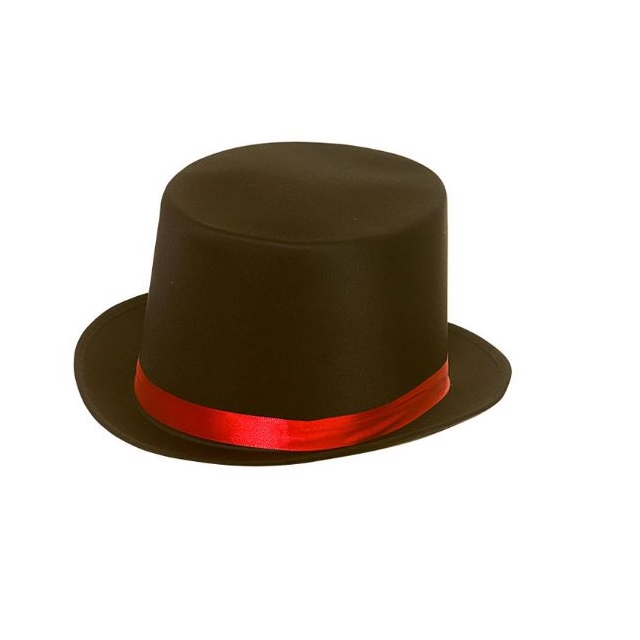 Top Hat Satin With Red Band