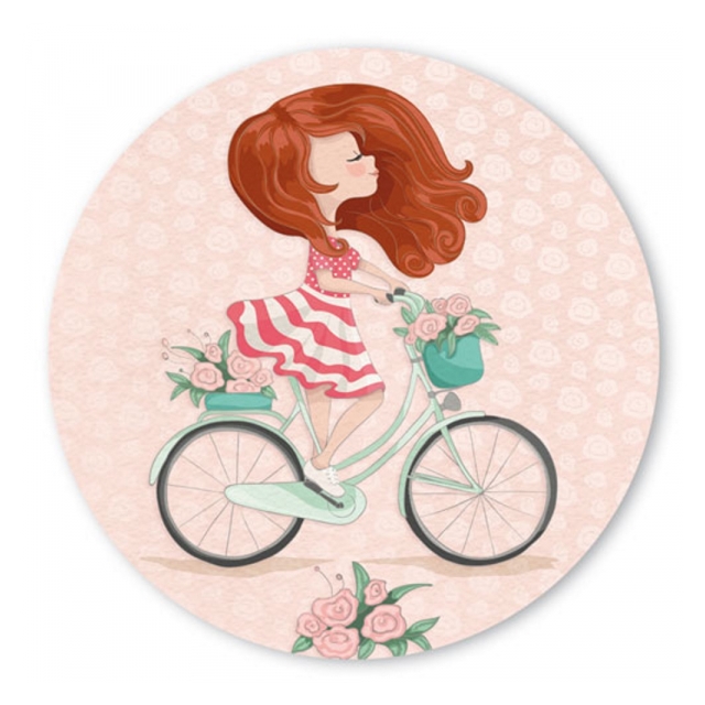 Mädchen auf Fahrrad Postkarte