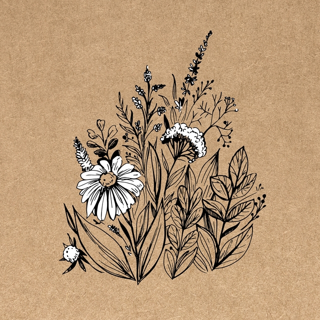 Blumenwiese Kraftpapier-Doppelkarte