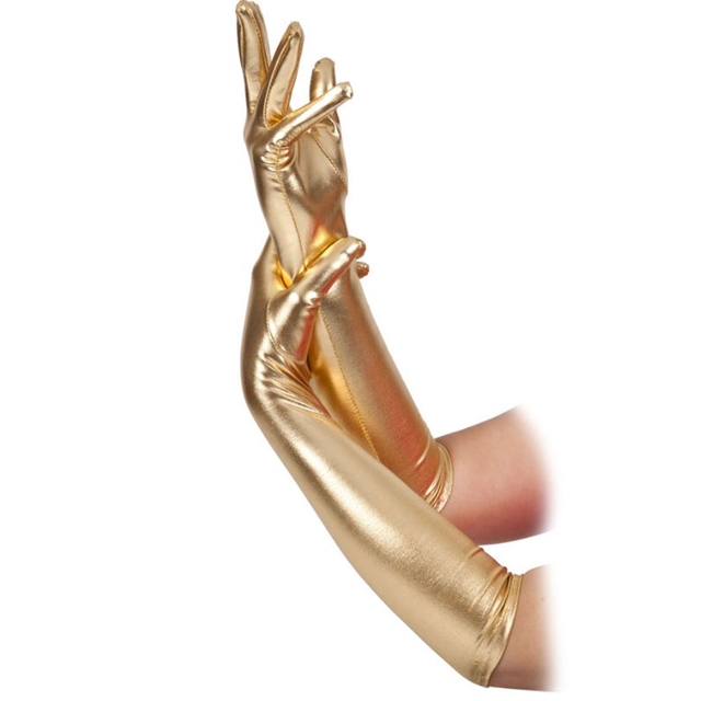 Handschuhe gold lang 44 cm